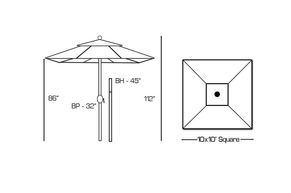 10' x10' Square Umbrella by Galtech International - Image 3